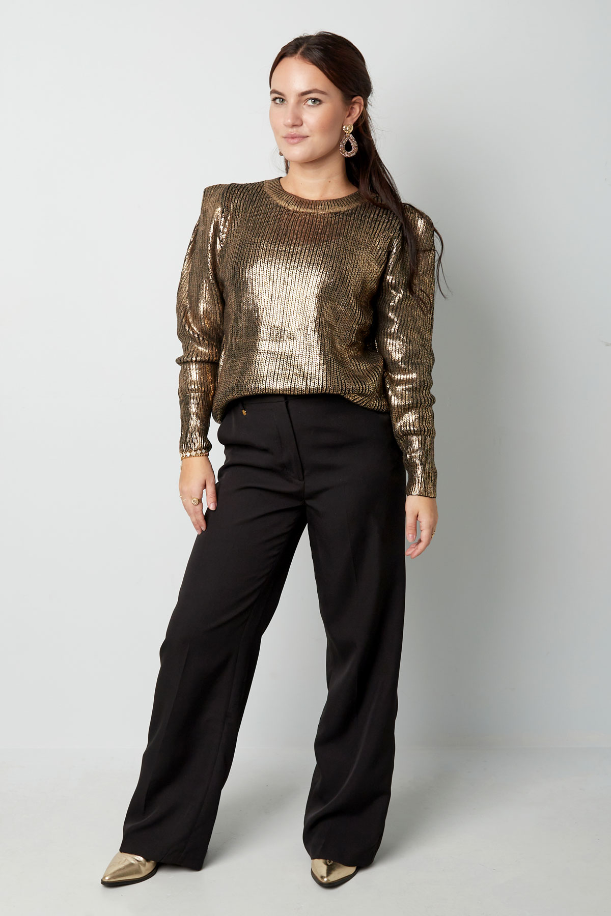 Knitted metallic city sweater - gold Picture4